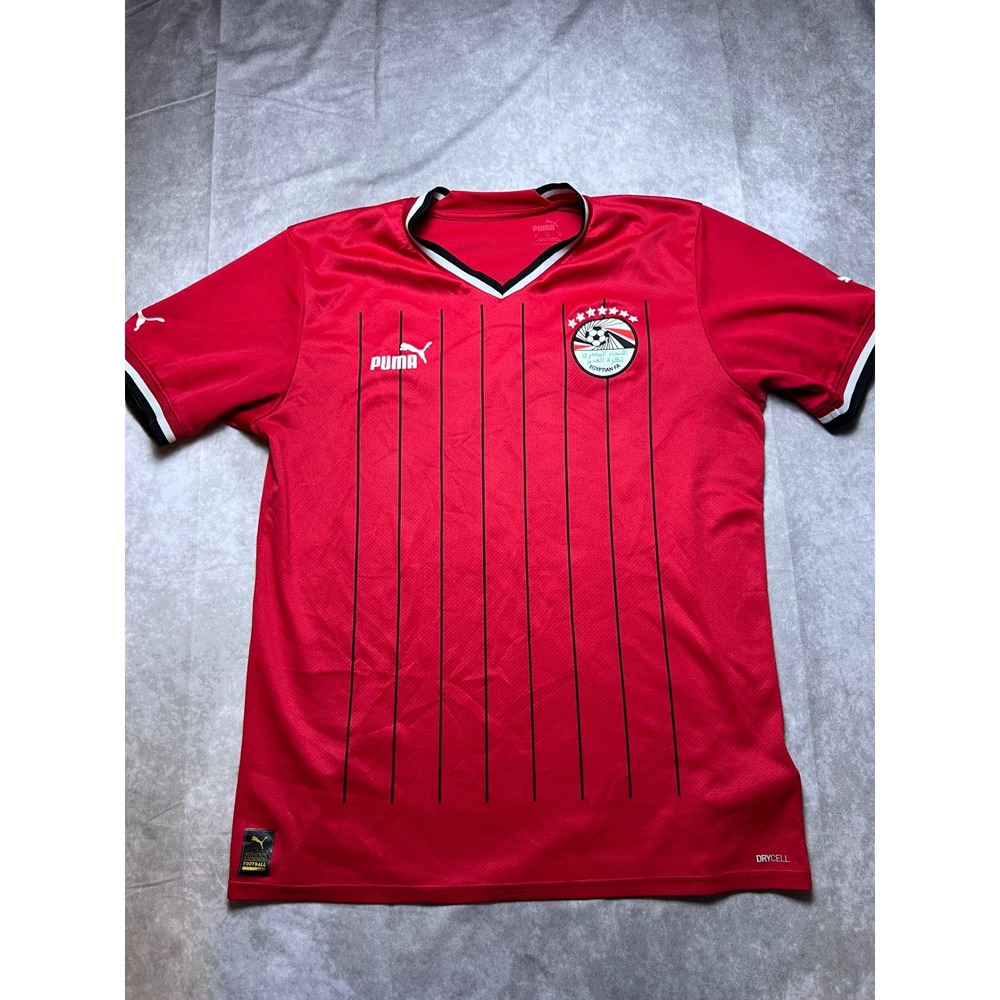Puma Egypt National Team Soccer Jersey Mens Medium Red Pinstripe DryCell FA